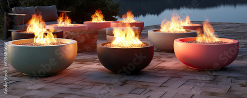 Fire pits outdoor fireplaces generative ai