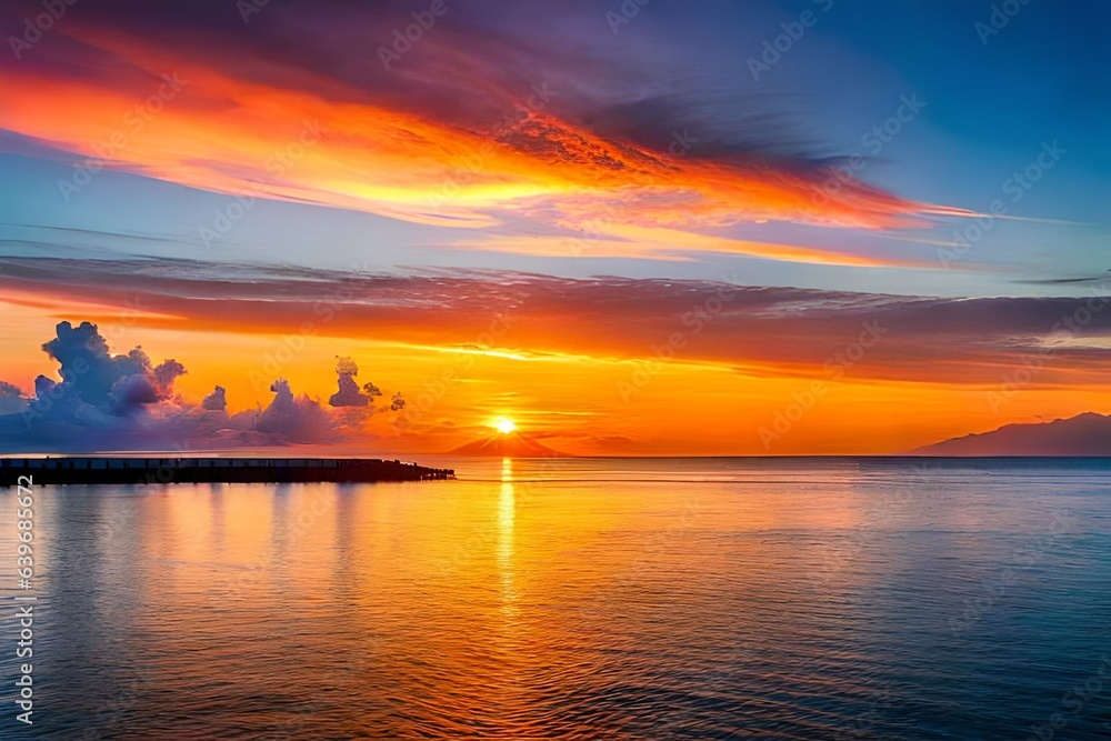 sunset over the sea generated Ai. sunset over the sea generated Ai.