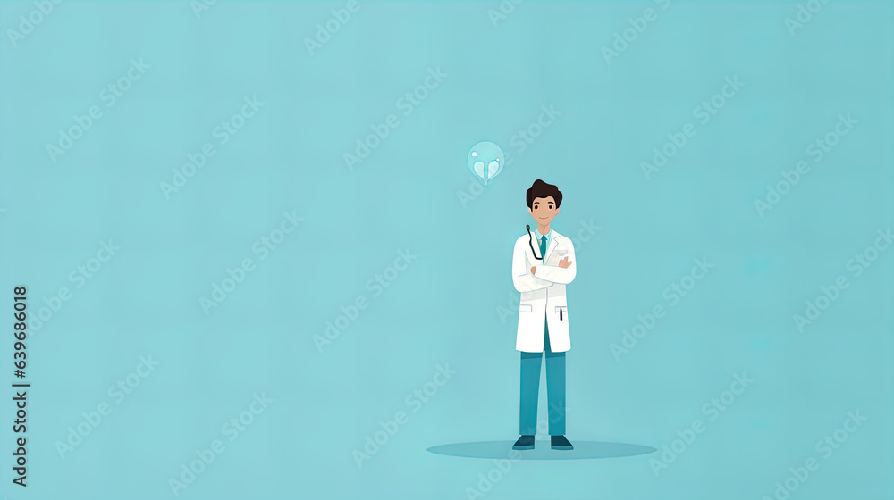 Fototapeta premium Medical pondering: cartoon doctor with a speech cloud concept