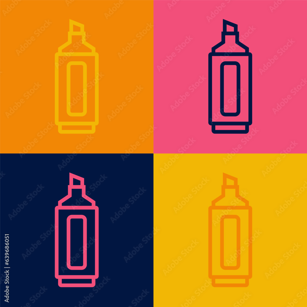Pop art line Marker pen icon isolated on color background. Vector Pop art line Marker pen icon isolated on color background. Vector
