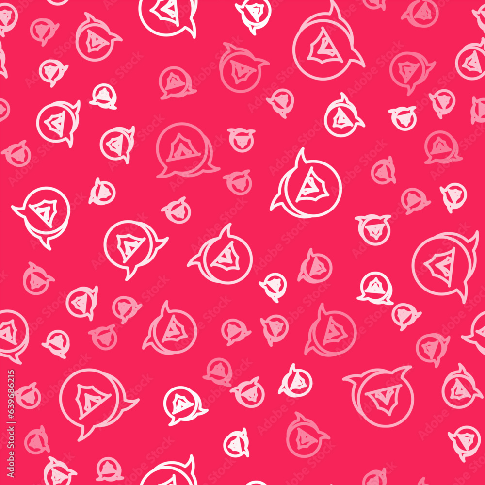 White line Circus tent icon isolated seamless pattern on red background. Carnival camping tent. Amusement park. Vector White line Circus tent icon isolated seamless pattern on red background. Carnival camping tent. Amusement park. Vector