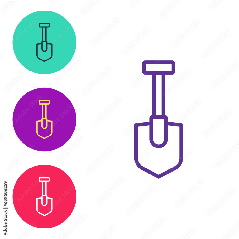 Set line Shovel icon isolated on white background. Gardening tool. Tool for horticulture, agriculture, farming. Set icons colorful. Vector Set line Shovel icon isolated on white background. Gardening tool. Tool for horticulture, agriculture, farming. Set icons colorful. Vector