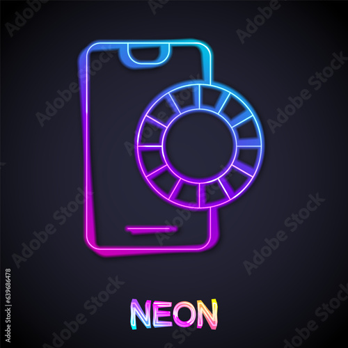 Glowing neon line Online sports betting icon isolated on black background. Sport bet bookmaker. Betting online make money. Vector
