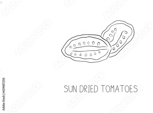 Sketch Sun Dried Tomatoes Simple Vector Illustration in Doodle Style