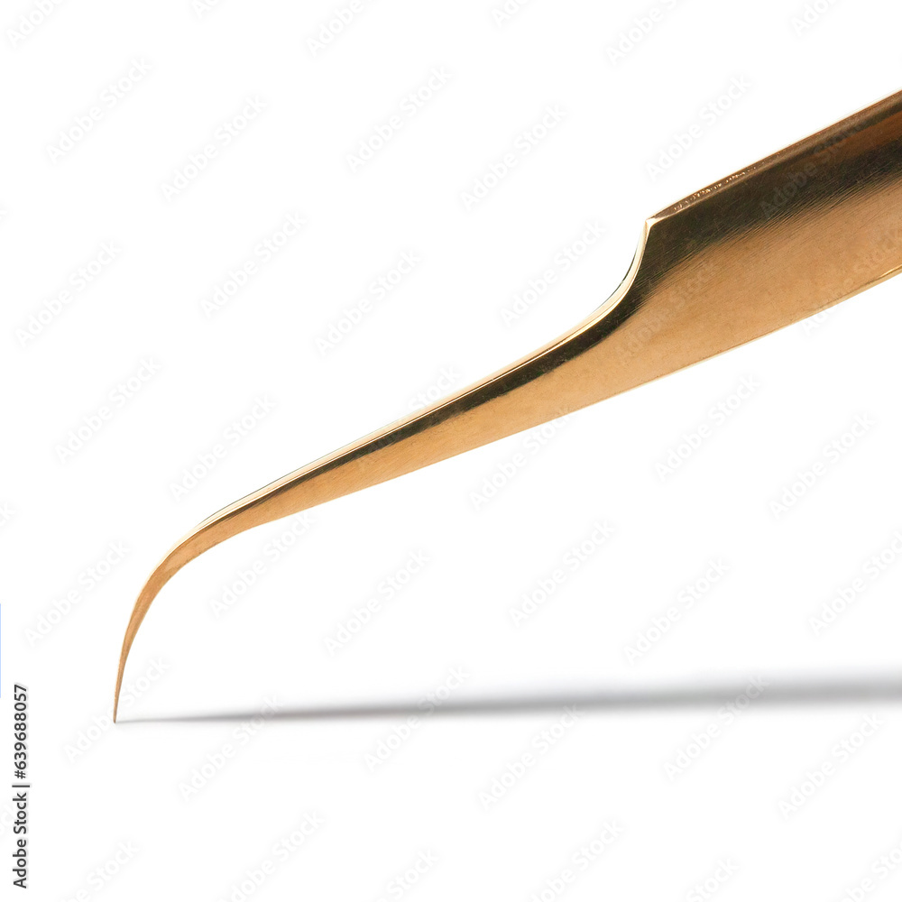 Copper golden metal curved tweezers beauty tools for eyelash extension beauty salon procedure. Professional accessories and products for lash application on white background
Copper golden metal curved tweezers beauty tools for eyelash extension beauty salon procedure. Professional accessories and products for lash application on white background