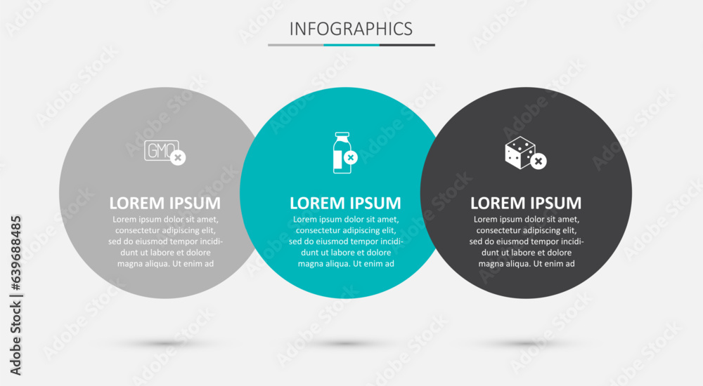 Set Lactose intolerance, No GMO and sugar free. Business infographic template. Vector Set Lactose intolerance, No GMO and sugar free. Business infographic template. Vector