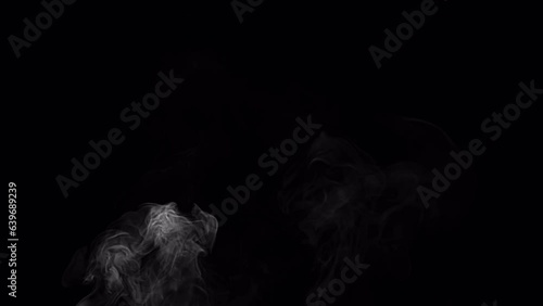 Real smoke rising up into the air in slow motion throughout the whole frame, with alpha channel for transparent background, 4k 24p