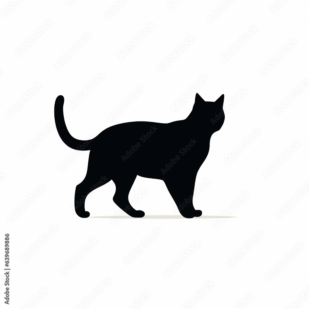 Silhouette of black cat on white background. Silhouette of black cat on white background.