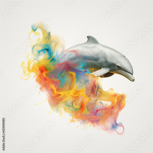 Multicolored Fantasy Wild Dolphin in Abstract