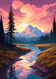 Travel Poster - Mountain landscape