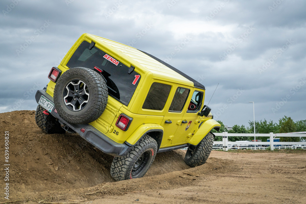 Loveland, CO, USA August 25, 2023 Jeep Wrangler, Rubicon model, on a