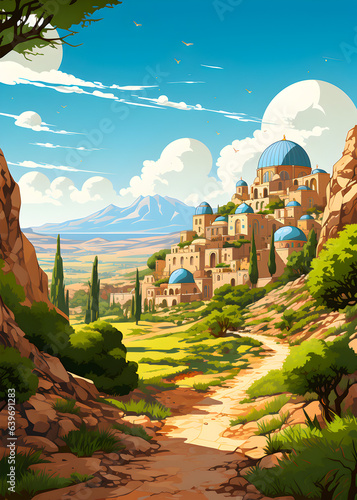 Travel Poster - Mediterranean city in Italia landscape photo