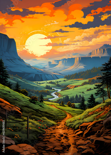 Travel Poster - Great Canyon landscape in the USA