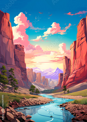 Travel Poster - Great Canyon landscape in the USA