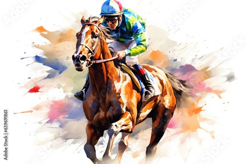 Abstract racing horse with jockey