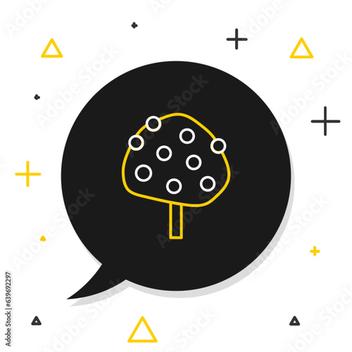 Line Orange tree with fruits icon isolated on white background. Colorful outline concept. Vector