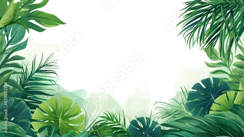 Summer tropical leaf frame  Tropical palm leaves background wallpaper  tropical leaves isolated on white background. Illustration for design wedding invitations  greeting cards  postcards.