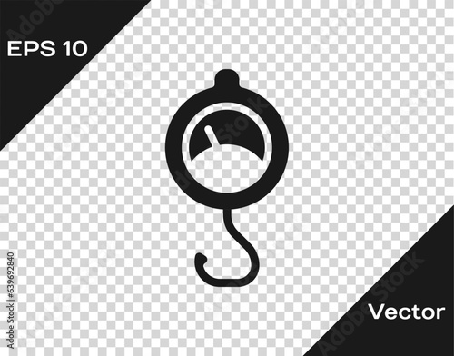 Black Spring scale icon isolated on transparent background. Balance for weighing. Determination of weight. Vector