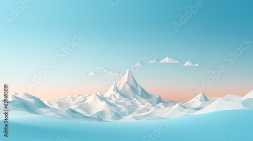 winter landscape with mountains made of paper cut made with generative AI © Annuitti