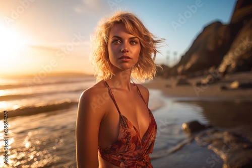 Blonde girl on beach