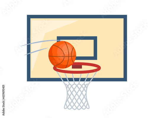 Basketball. Ball flying into the basketball ring. Vector illustration.