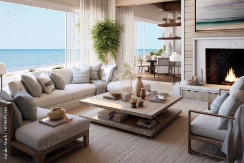 Coastal home interior design of modern living room in seaside house © Interior Design