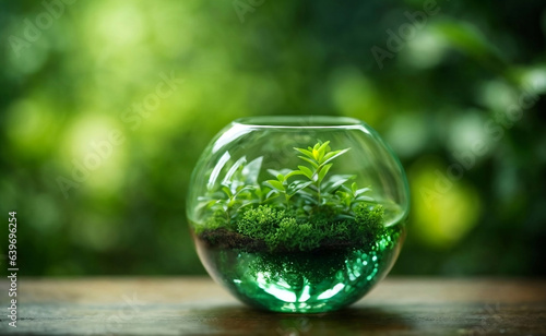 Wallpaper Mural A green little plants in a glass jar on wooden floor. Torontodigital.ca