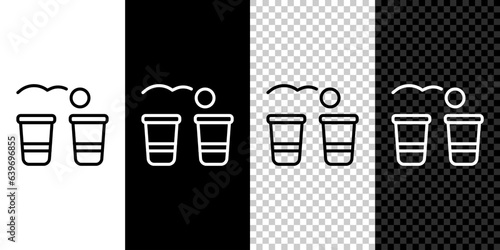 Set line Beer pong game icon isolated on black and white,transparent background. Alcohol party game. Vector