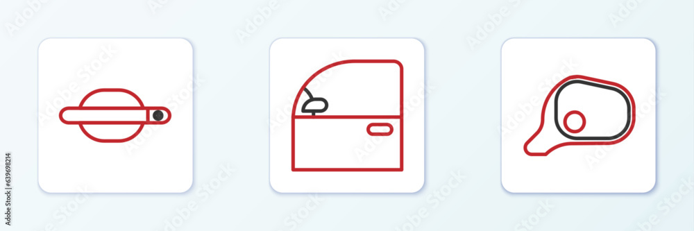 Set line Car mirror, door handle and icon. Vector Set line Car mirror, door handle and icon. Vector