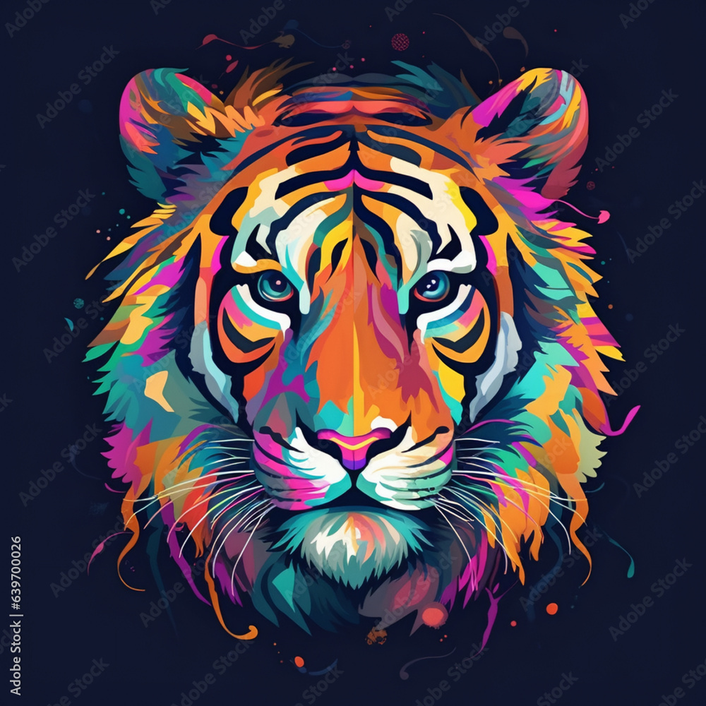 A Multicolored Fantasy Tiger in Abstract Reverie