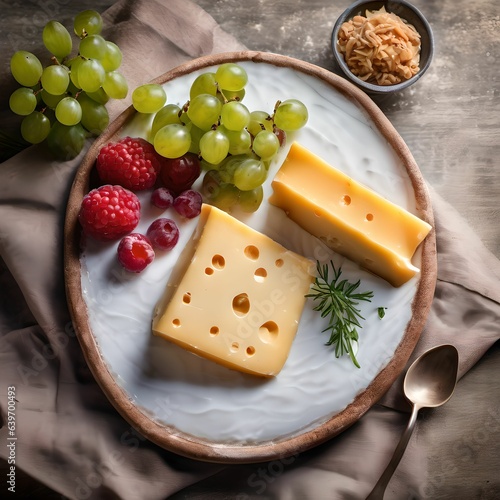 Still life with delicious cheese slices