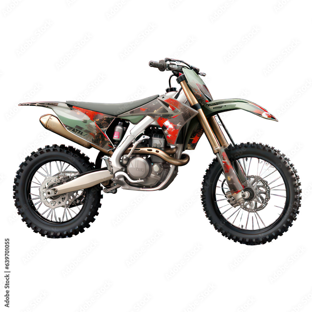 Motocross bike isolated on white created with Generative AI Motocross bike isolated on white created with Generative AI