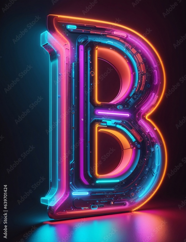 Letters and numbers in neon. 1 2 3 4 5 6 7 8 9 a b c d e f g h i j k l m n o p  q r s t u, - obrazy, fototapety, plakaty 