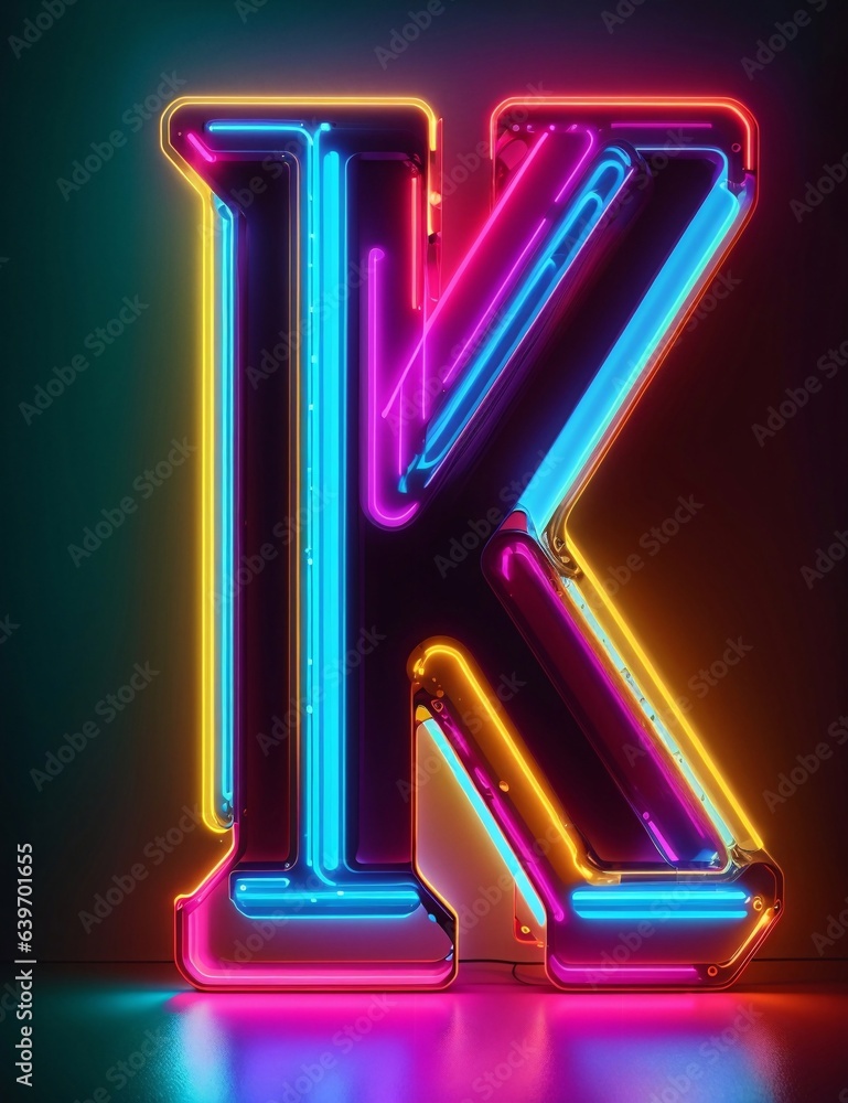 Letters and numbers in neon. 1 2 3 4 5 6 7 8 9 a b c d e f g h i j k l m n o p  q r s t u, - obrazy, fototapety, plakaty 