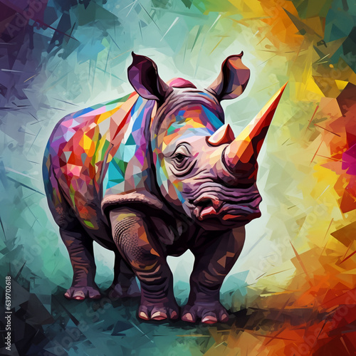 A Multicolored Fantasy Rhinoceros in Abstract Reverie © Acconite