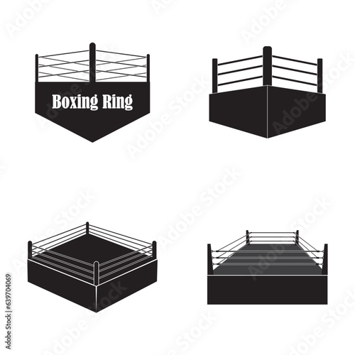 Fotografia boxing ring icon logo vector design template