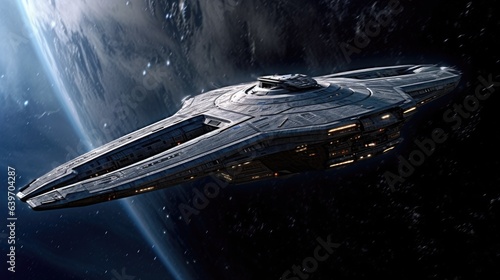 Fototapeta Naklejka Na Ścianę i Meble -  Hyper-realistic depiction of a futuristic starship.