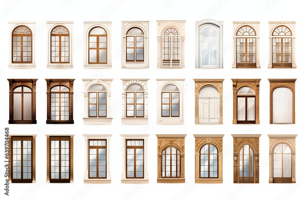 Set of windows. Generated AI.