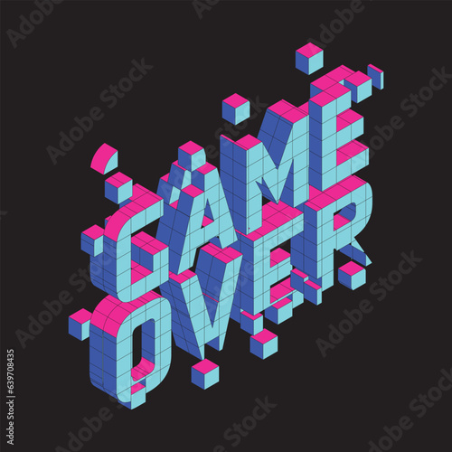 Typographic vector illustration of computer game theme for t shirt graphics
