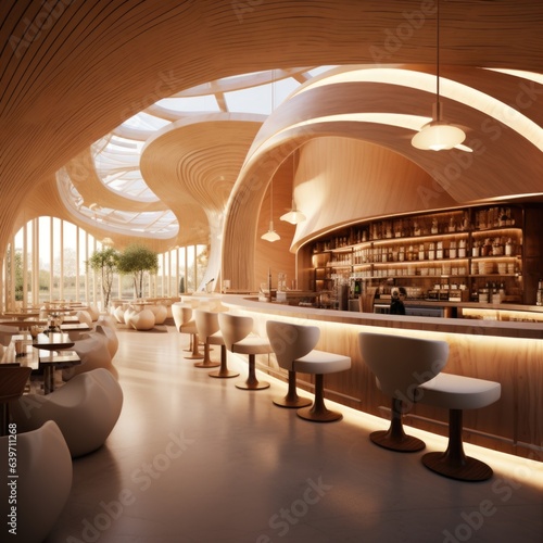 Interior design of beautiful modern cafe, bar