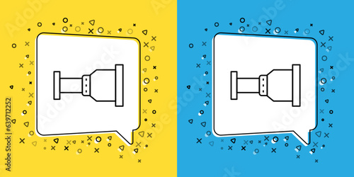 Set line Pipe adapter icon isolated on yellow and blue background. Plumbing pipeline parts of different shapes. Vector