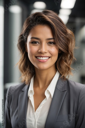 Beautiful business young woman happy and smiling