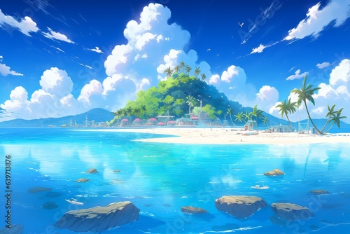 Beautiful paradise island with beach and sea generative ai photo