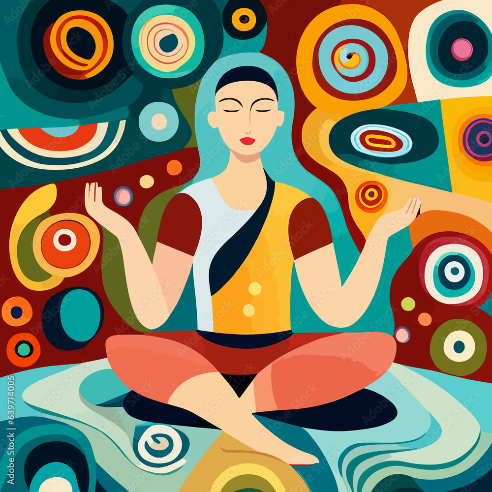 Colorful Meditator with Shapes