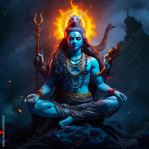 Lord Shiva's Profound Meditation, Capturing Lord Shiva in Deep Meditation photo