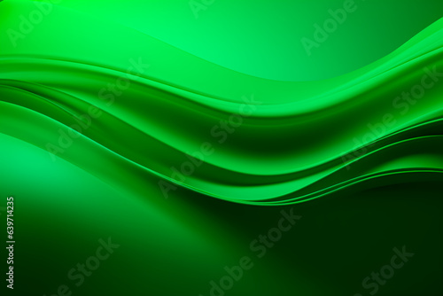 Abstract background of green waves and glow. Paint strokes