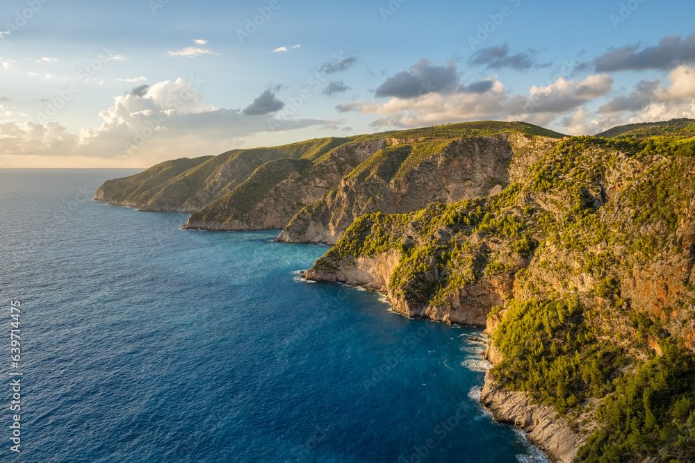 Beautiful view of turquoise sea on Zakynthos Island at sunset, Ionian islands, Greece. Beautiful view of turquoise sea on Zakynthos Island at sunset, Ionian islands, Greece.