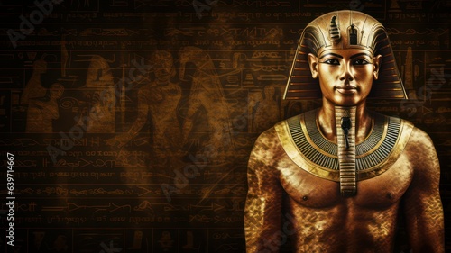 Fényképezés Egyptian mummy on the background of ancient Egyptian hieroglyphs created with Ge