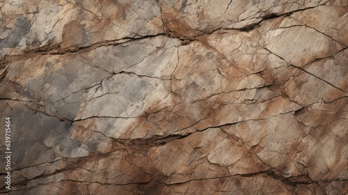 Brown rock texture with cracks. Rough mountain surface created with Generative AI
