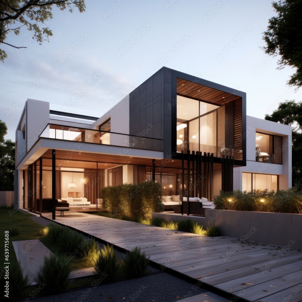 Modern minimalist private houses. Residential architecture exterior. Modern minimalist private houses. Residential architecture exterior.